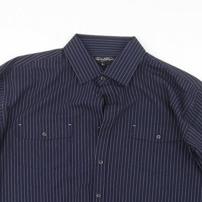 Taylor & Wright Mens Blue Striped   Button-Up Size L