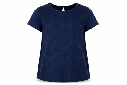 Front view of Outfit girls’ blue basic t-shirt, size 5-6, years
