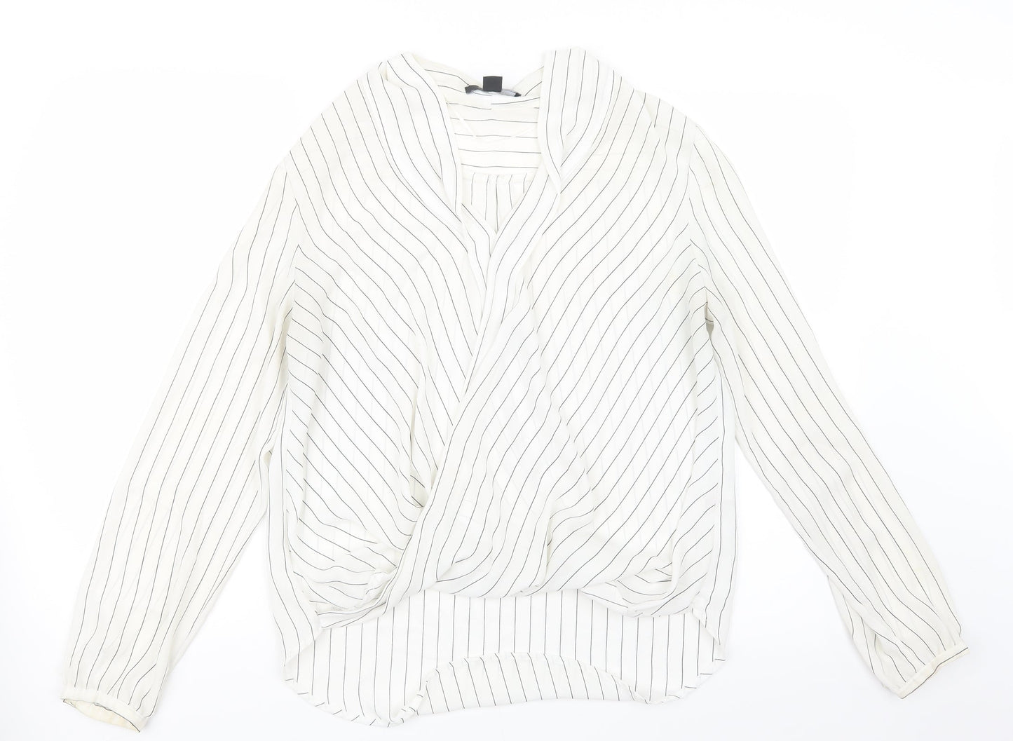 Atmosphere Womens White Striped  Basic Blouse Size 14