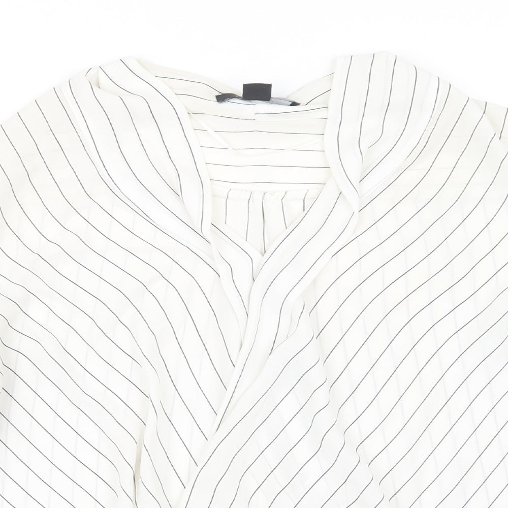 Atmosphere Womens White Striped  Basic Blouse Size 14