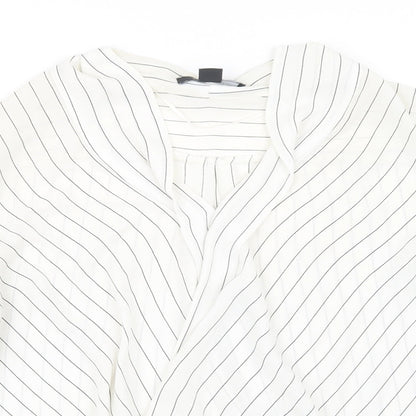 Atmosphere Womens White Striped  Basic Blouse Size 14