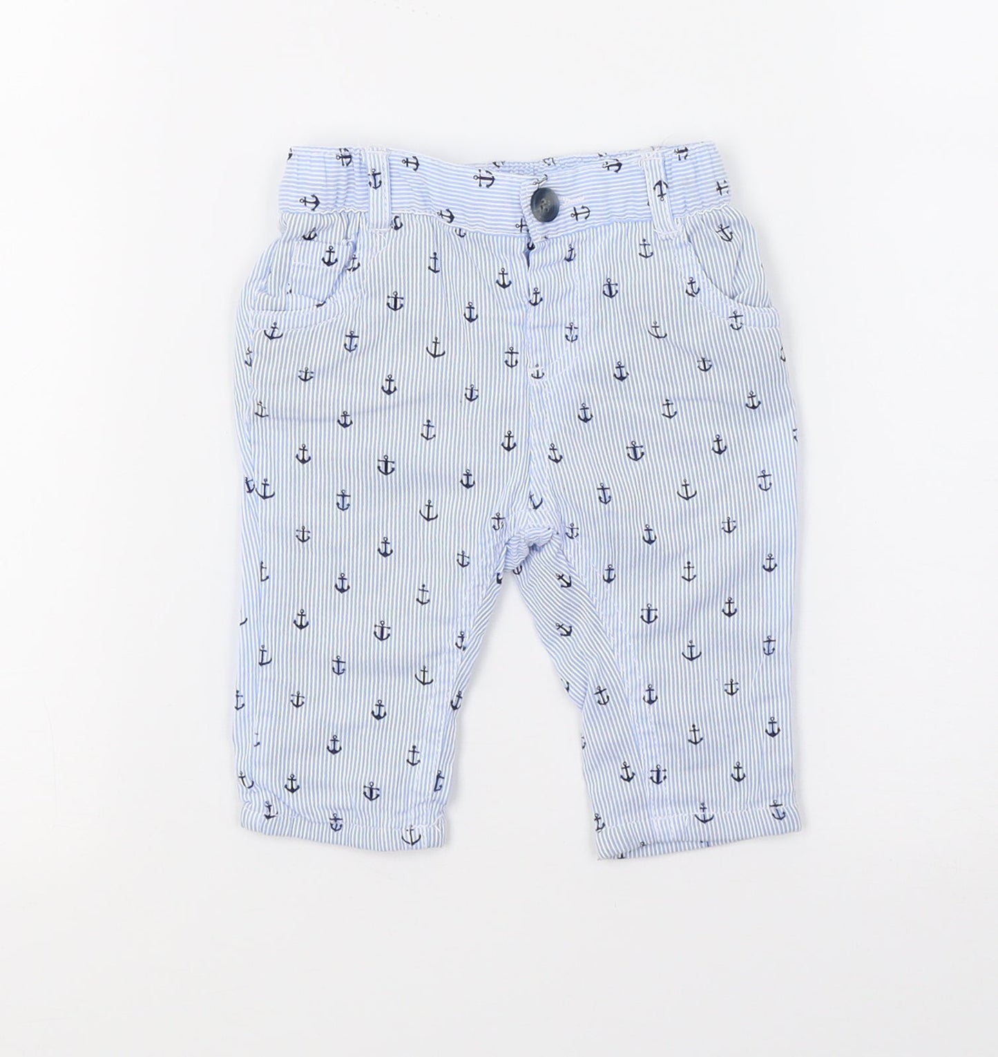 Mini Club Boys Blue Striped  Sweatpants Trousers Size 0-3 Months