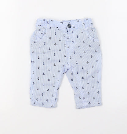 Mini Club Boys Blue Striped  Sweatpants Trousers Size 0-3 Months