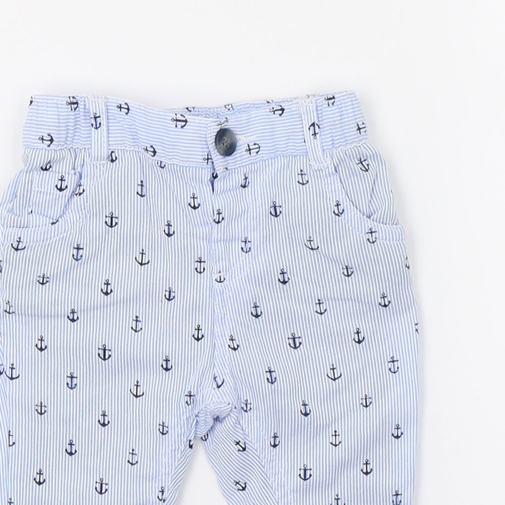 Mini Club Boys Blue Striped  Sweatpants Trousers Size 0-3 Months