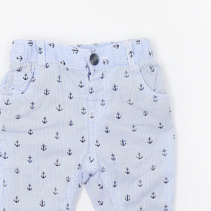 Mini Club Boys Blue Striped  Sweatpants Trousers Size 0-3 Months