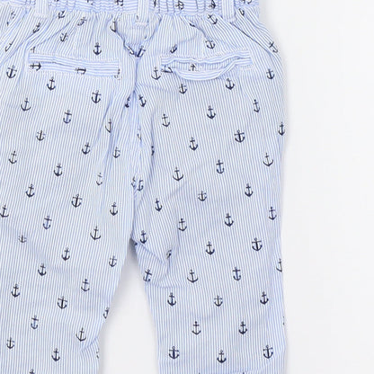 Mini Club Boys Blue Striped  Sweatpants Trousers Size 0-3 Months