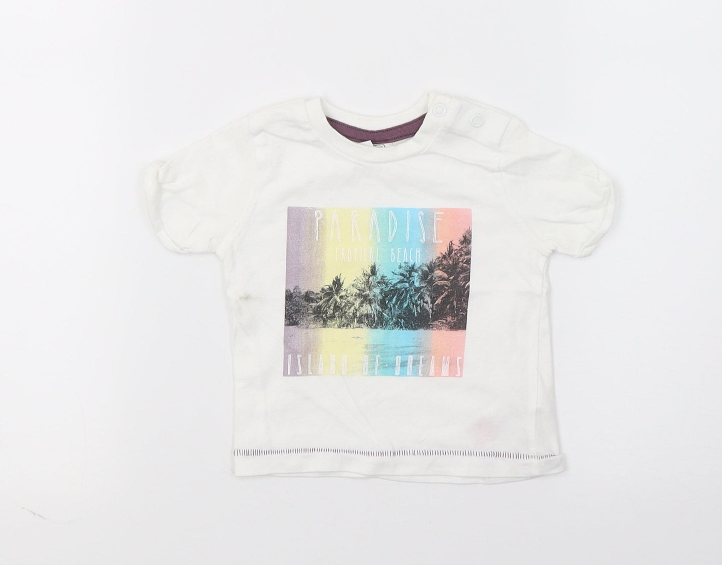 F&F Girls White  Jersey Basic T-Shirt Size 0-3 Months