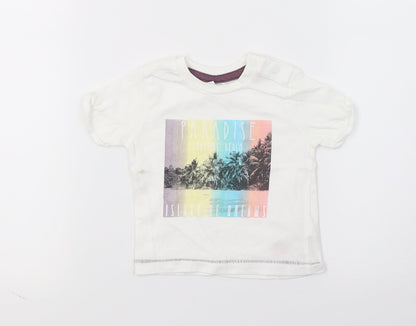 F&F Girls White  Jersey Basic T-Shirt Size 0-3 Months