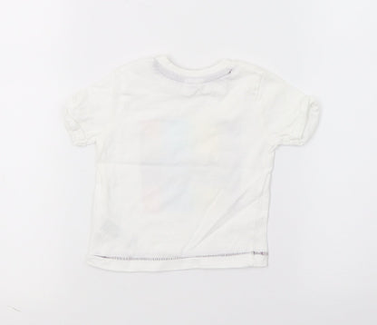 F&F Girls White  Jersey Basic T-Shirt Size 0-3 Months