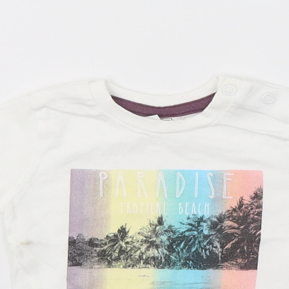 F&F Girls White  Jersey Basic T-Shirt Size 0-3 Months