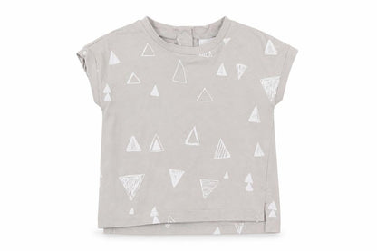 Front view of Next Baby Grey Geometric Jersey Basic T-Shirt, size 0-3, Months