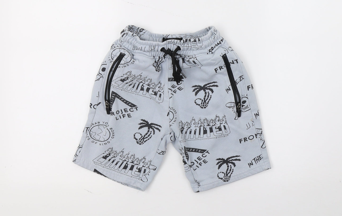 Nect Boys Blue Geometric Jersey Sweat Shorts Size 7 Years