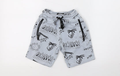 Nect Boys Blue Geometric Jersey Sweat Shorts Size 7 Years