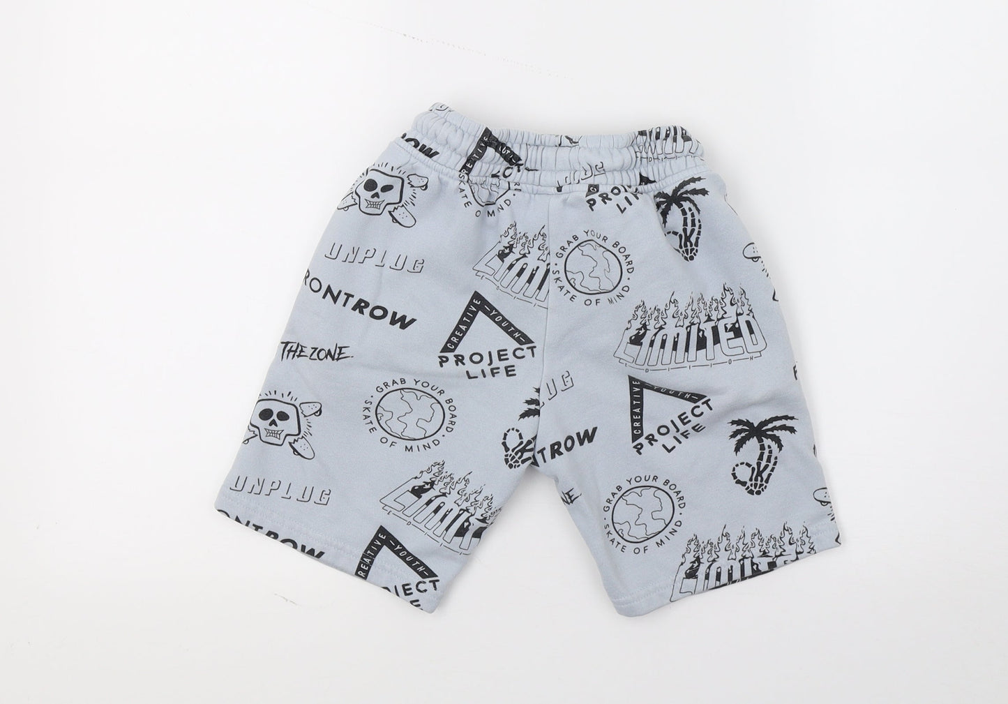 Nect Boys Blue Geometric Jersey Sweat Shorts Size 7 Years