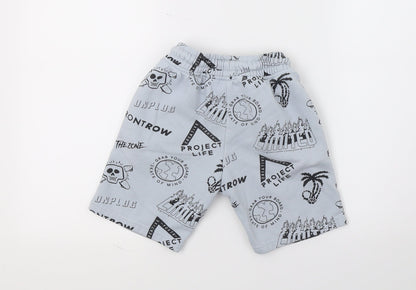 Nect Boys Blue Geometric Jersey Sweat Shorts Size 7 Years