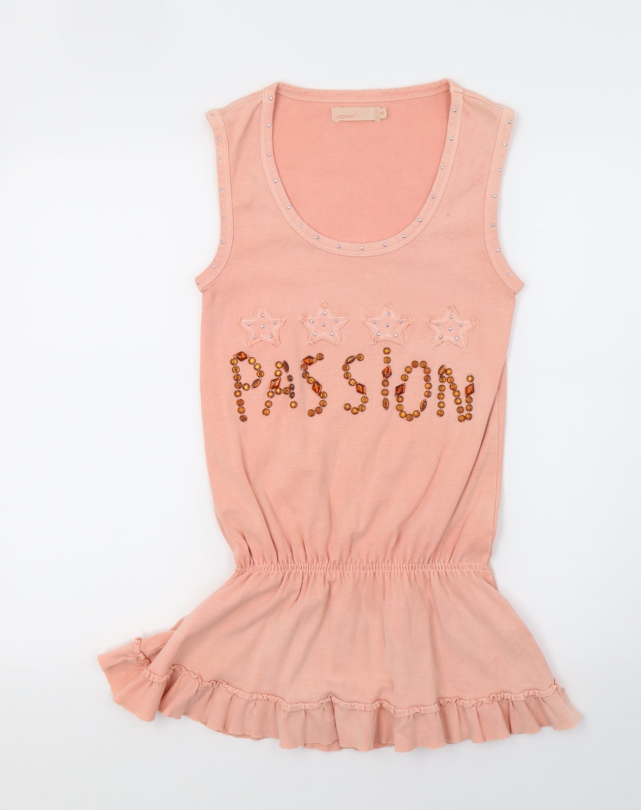 Womens UK Size XS ICHI Orange Basic Tank