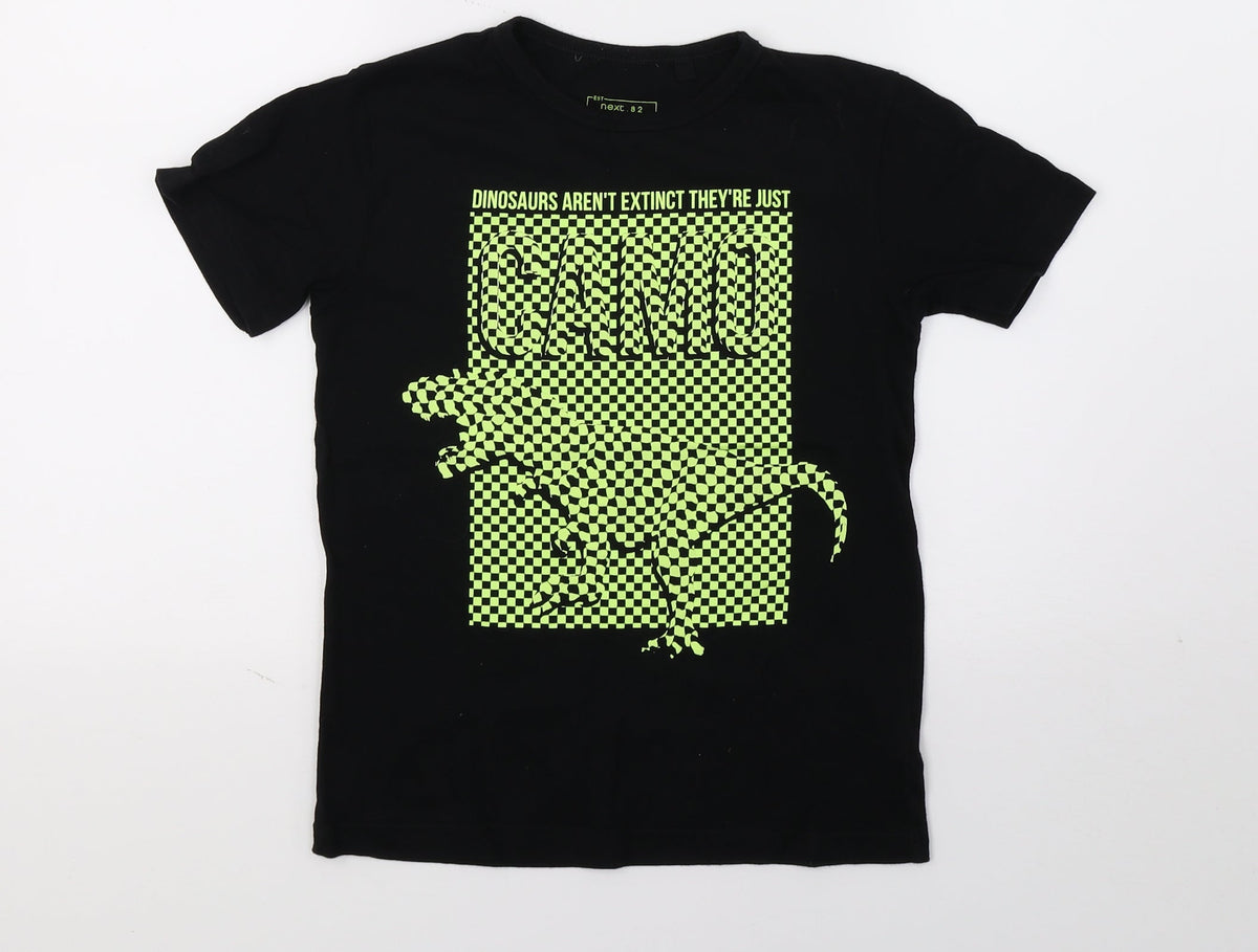 Next Boys Black  Jersey Basic T-Shirt Size 7 Years  - dinasour