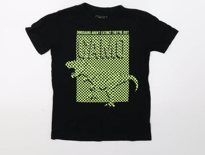 Next Boys Black  Jersey Basic T-Shirt Size 7 Years  - dinasour