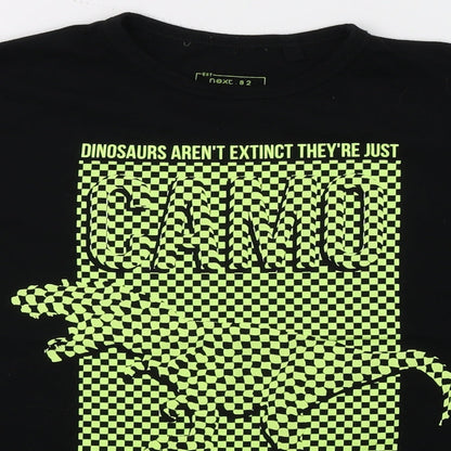 Next Boys Black  Jersey Basic T-Shirt Size 7 Years  - dinasour