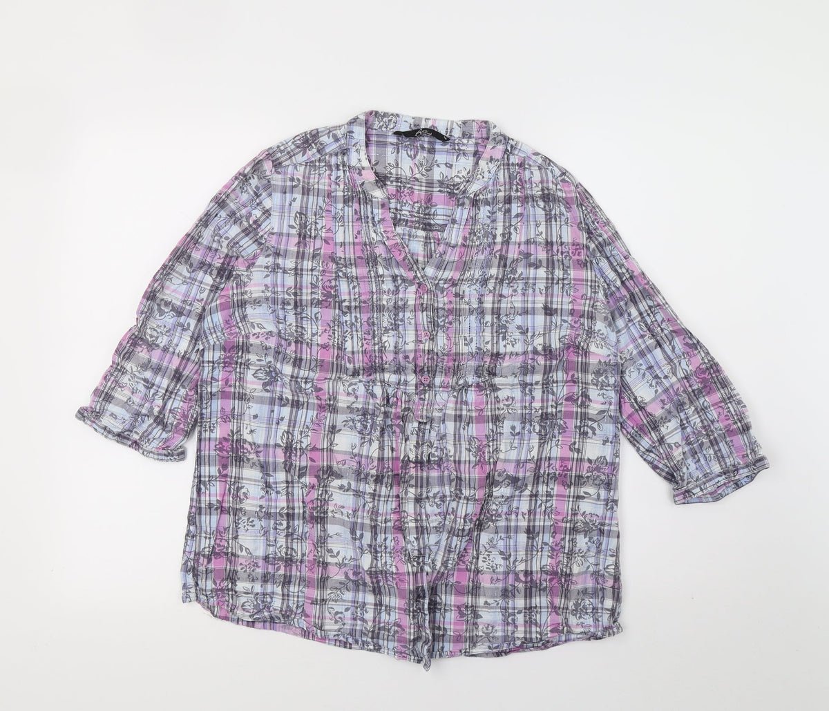 Bonmarché Womens Multicoloured Check Top Pyjama Top Size 16