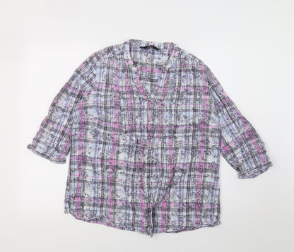 Bonmarché Womens Multicoloured Check Top Pyjama Top Size 16