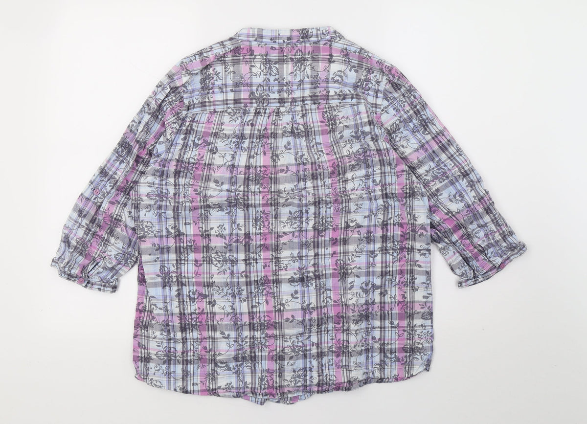 Bonmarché Womens Multicoloured Check Top Pyjama Top Size 16