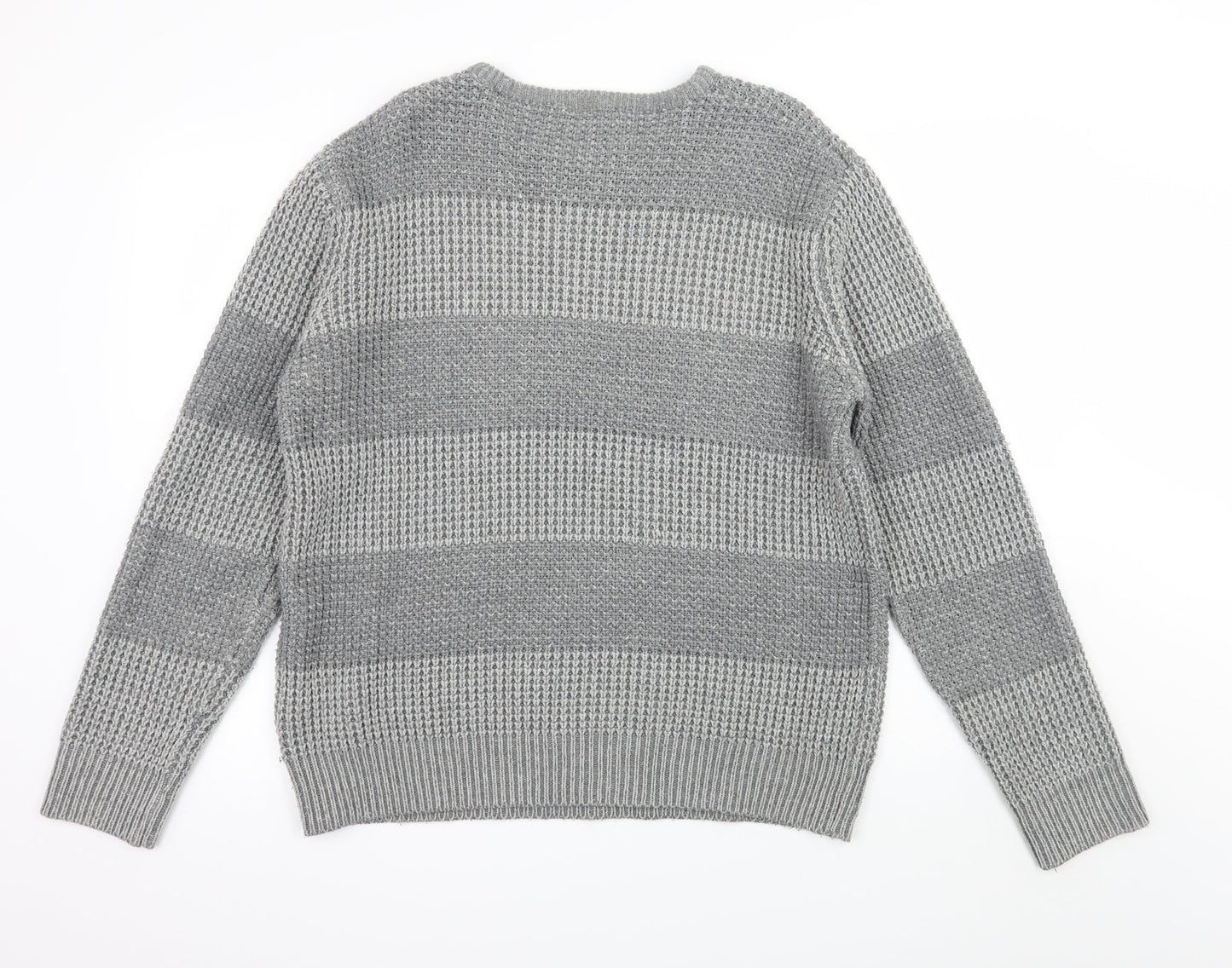 Cedar Wood State Mens Grey Striped Knit Pullover Jumper Size XL