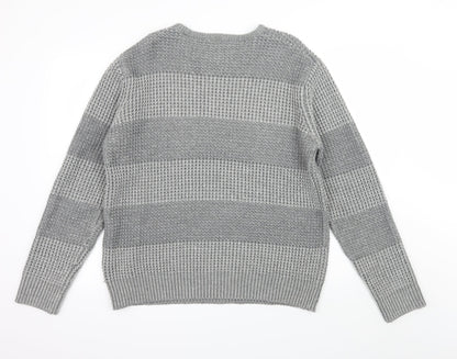 Cedar Wood State Mens Grey Striped Knit Pullover Jumper Size XL