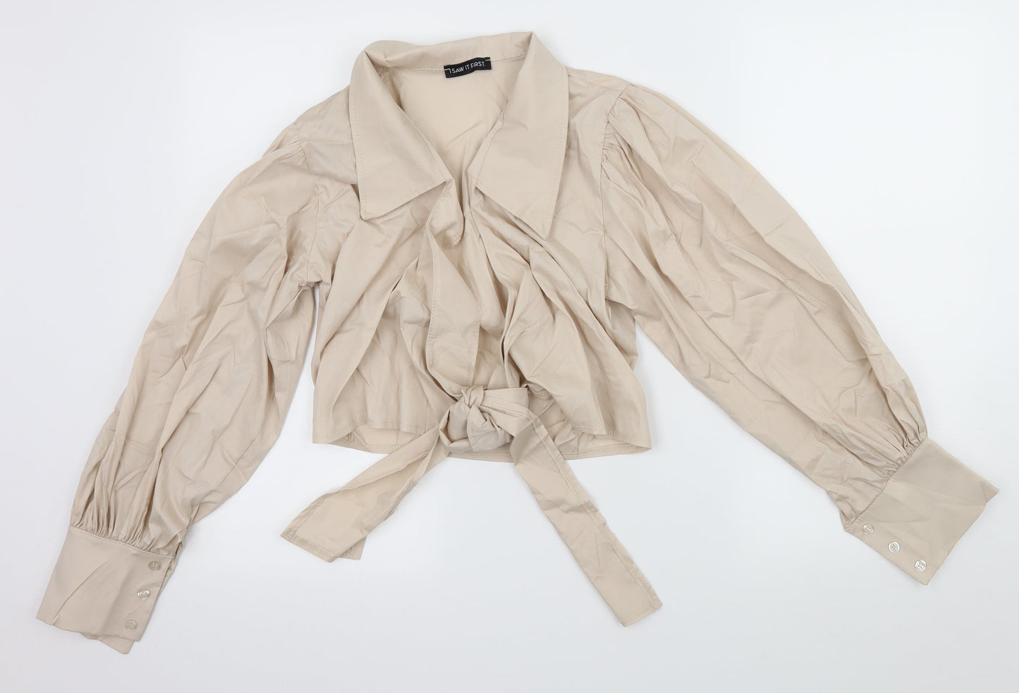 I SAW IT FIRST Womens Beige   Basic Blouse Size 6