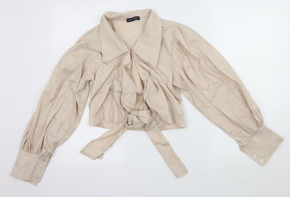 I SAW IT FIRST Womens Beige   Basic Blouse Size 6