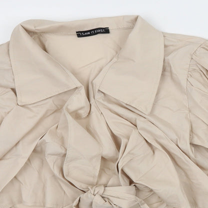 I SAW IT FIRST Womens Beige   Basic Blouse Size 6