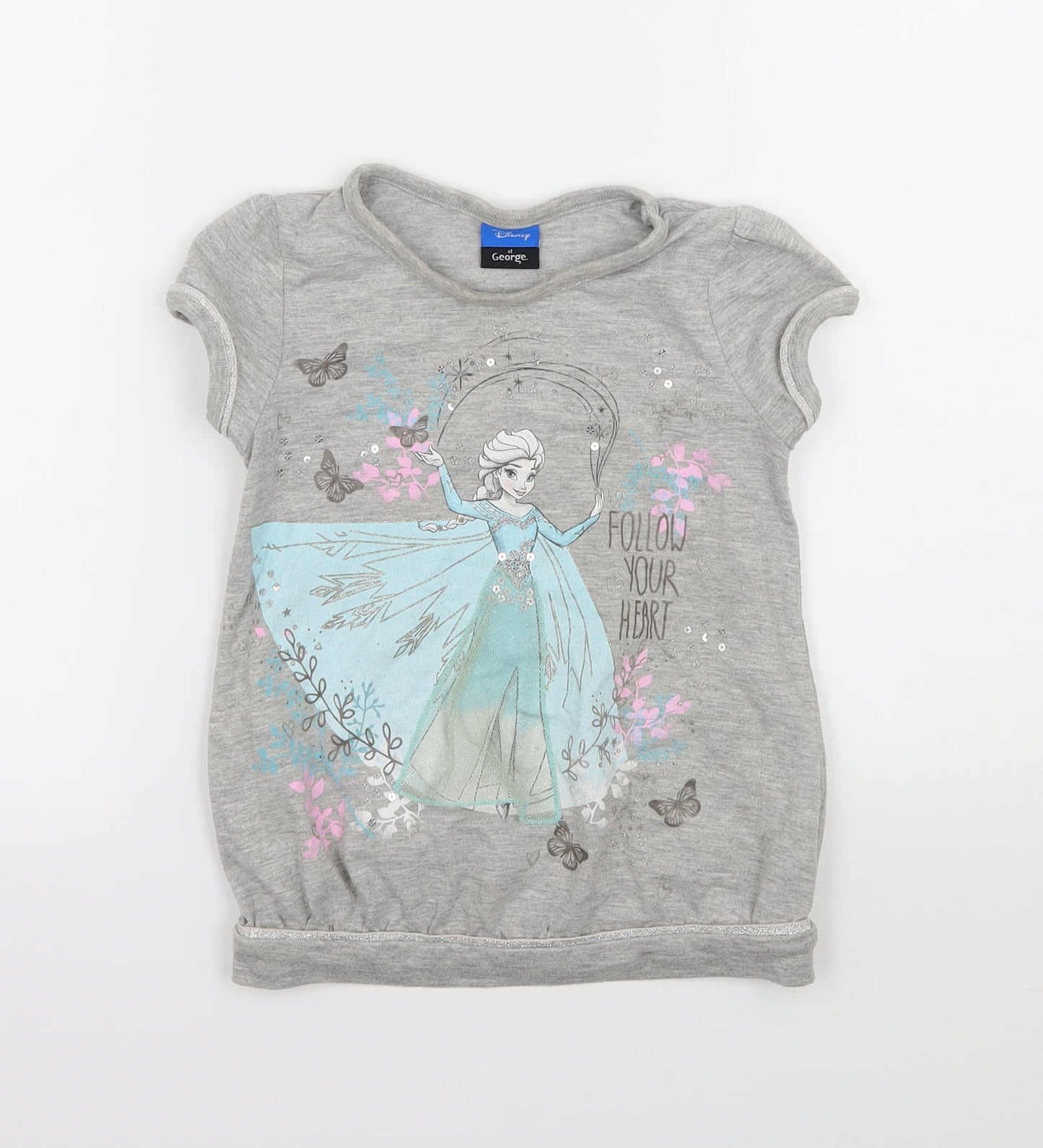 George Girls Grey  Jersey Basic T-Shirt Size 2-3 Years  - Frozen