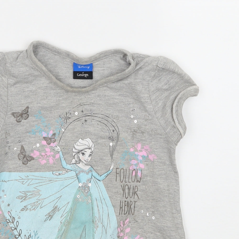 George Girls Grey  Jersey Basic T-Shirt Size 2-3 Years  - Frozen