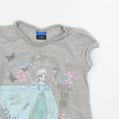 George Girls Grey  Jersey Basic T-Shirt Size 2-3 Years  - Frozen