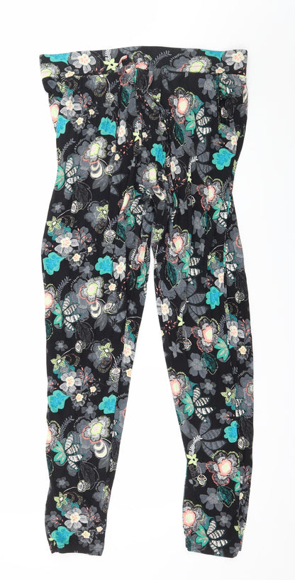 George Womens Black Floral Jersey Trousers  Size 36 in L29 in