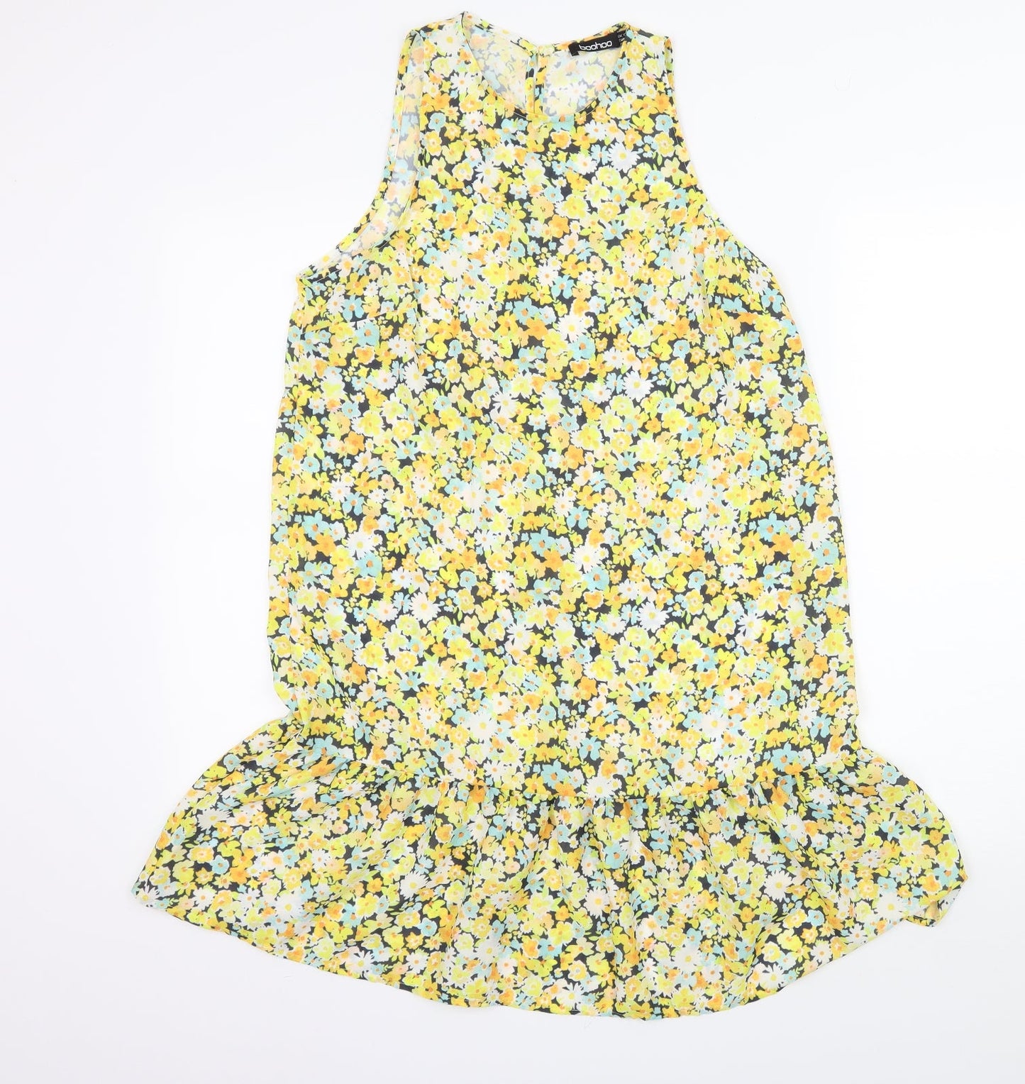 Boohoo Womens Yellow Floral  A-Line  Size 10