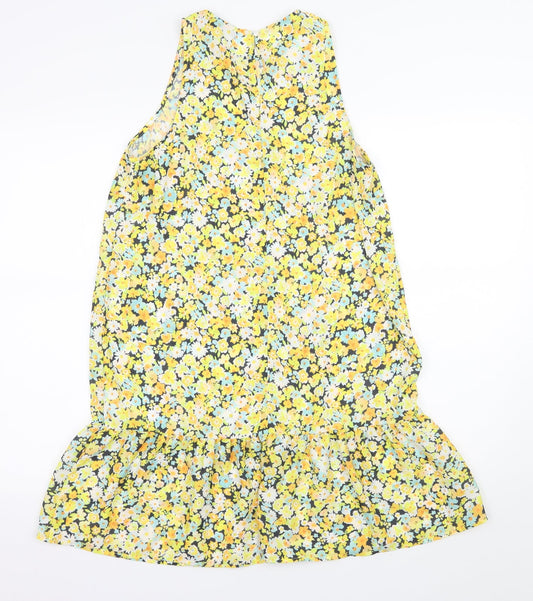 Boohoo Womens Yellow Floral  A-Line  Size 10