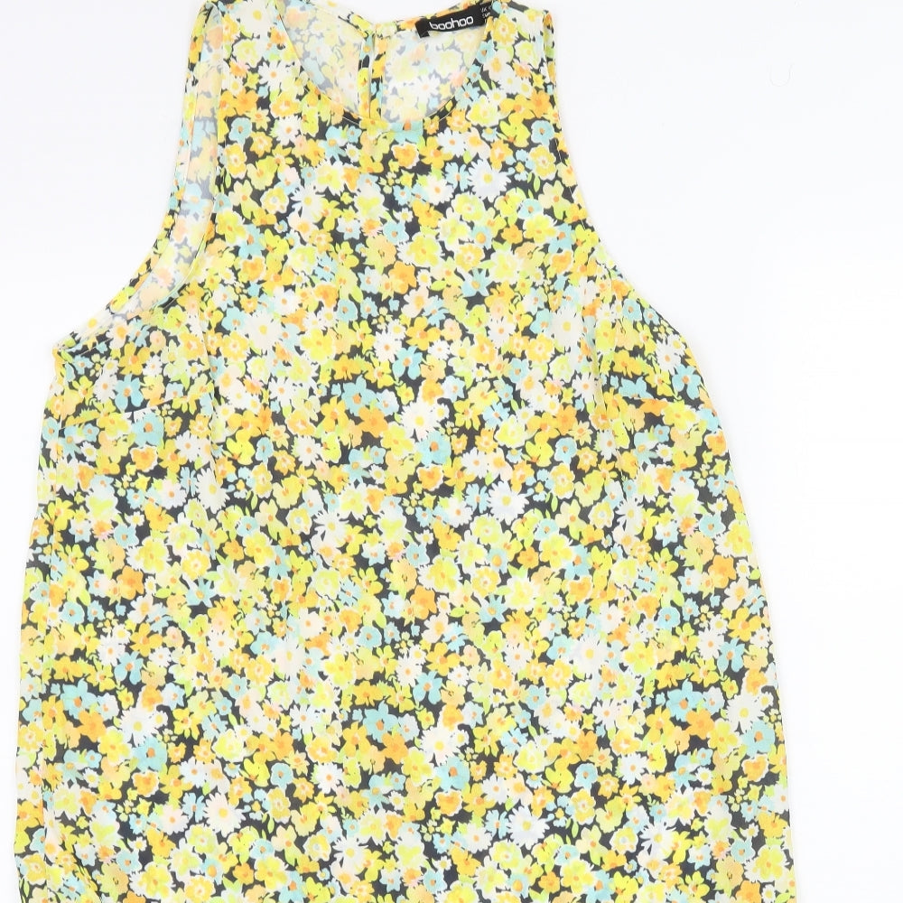 Boohoo Womens Yellow Floral  A-Line  Size 10
