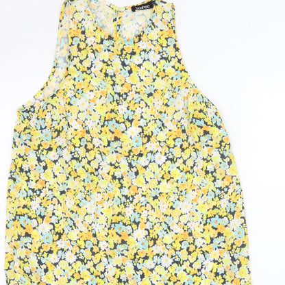 Boohoo Womens Yellow Floral  A-Line  Size 10