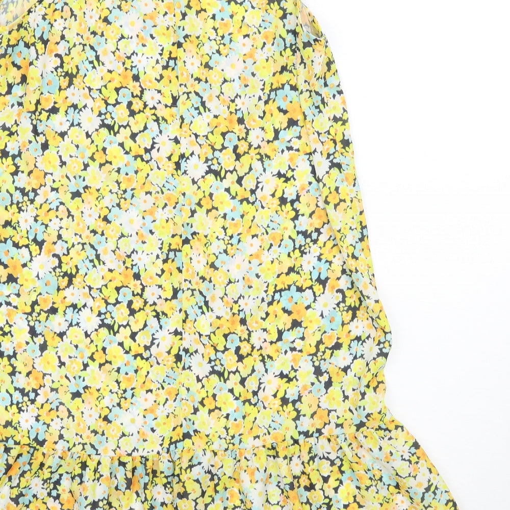 Boohoo Womens Yellow Floral  A-Line  Size 10