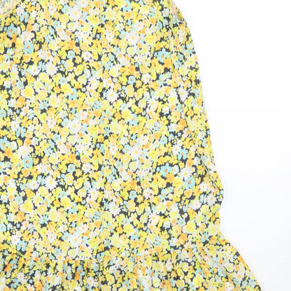 Boohoo Womens Yellow Floral  A-Line  Size 10