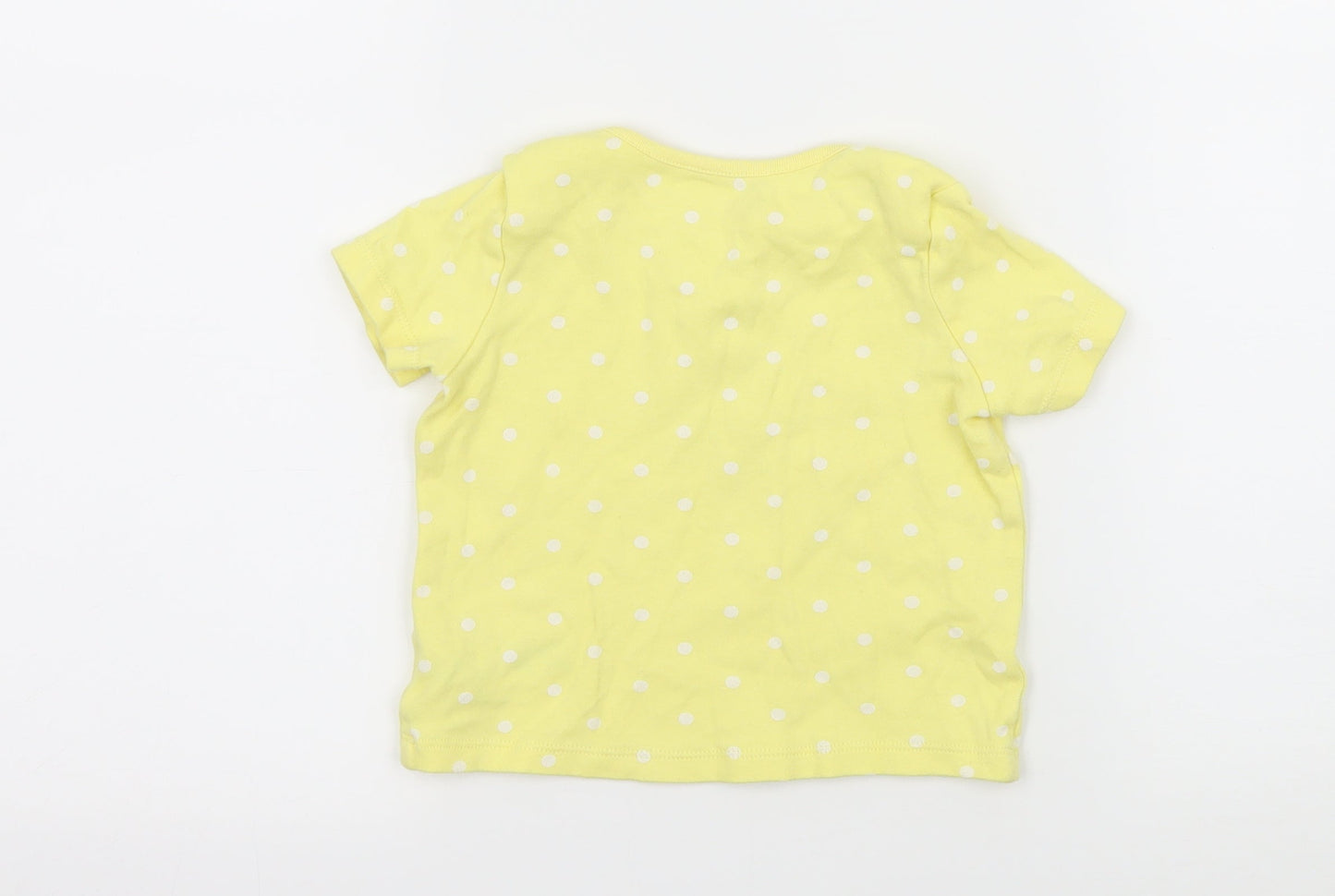 F&F Girls Yellow Polka Dot Jersey Basic T-Shirt Size 12-18 Months  - Just be you