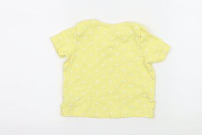 F&F Girls Yellow Polka Dot Jersey Basic T-Shirt Size 12-18 Months  - Just be you