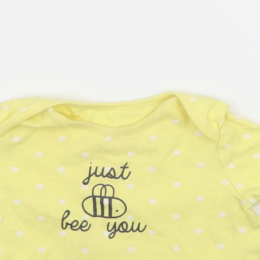 F&F Girls Yellow Polka Dot Jersey Basic T-Shirt Size 12-18 Months  - Just be you