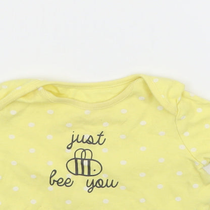 F&F Girls Yellow Polka Dot Jersey Basic T-Shirt Size 12-18 Months  - Just be you