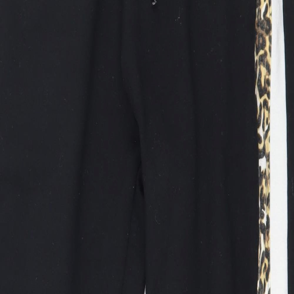 Pink Vanilla Womens Black Striped Jersey Jogger Trousers Size 8 L27 in