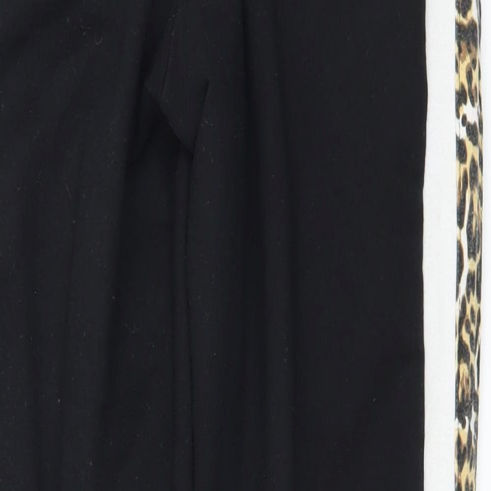 Pink Vanilla Womens Black Striped Jersey Jogger Trousers Size 8 L27 in