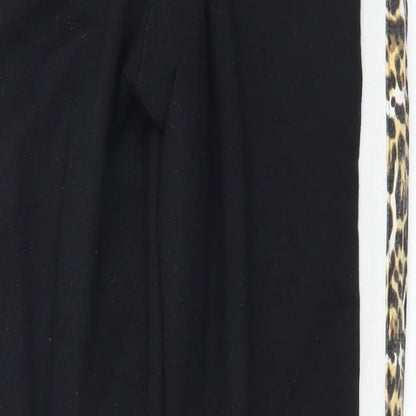 Pink Vanilla Womens Black Striped Jersey Jogger Trousers Size 8 L27 in