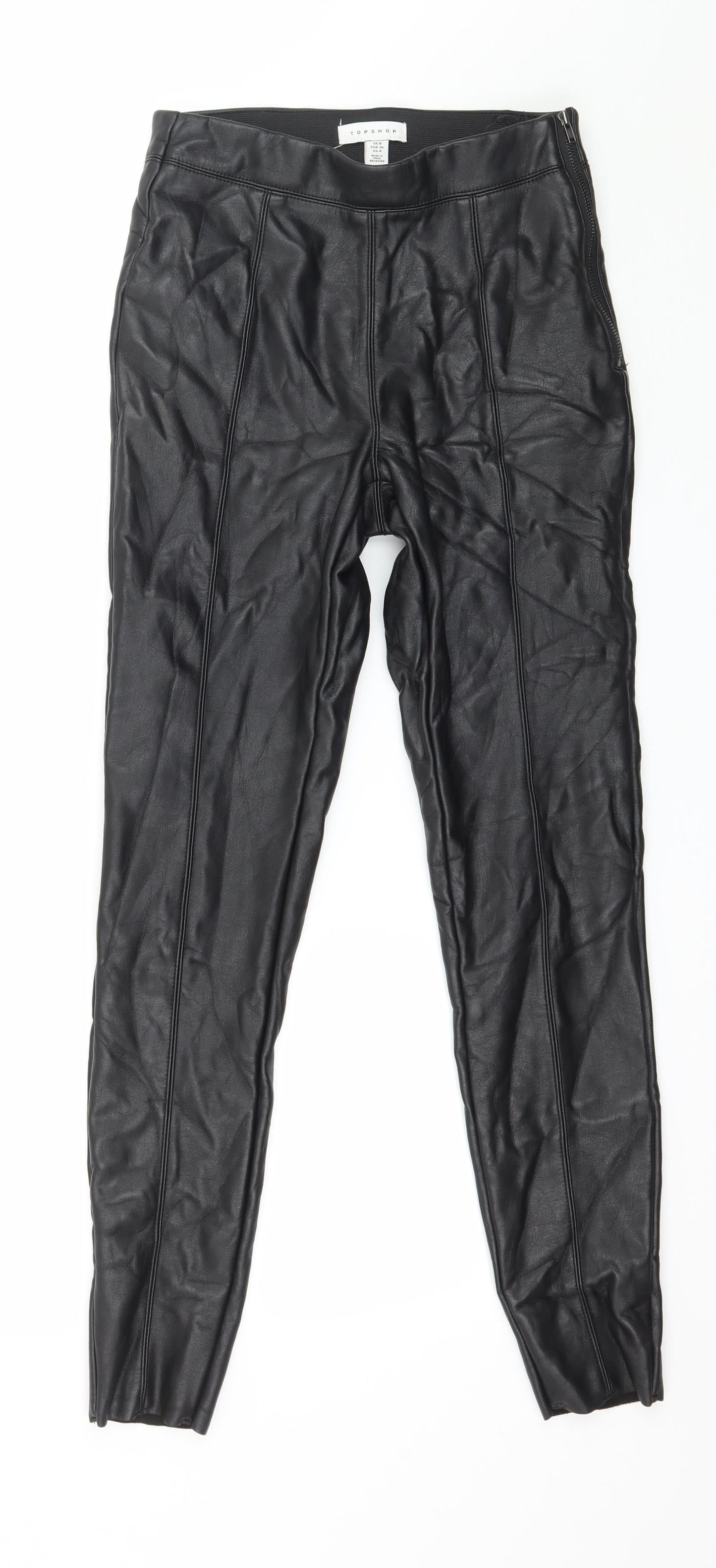 Womens UK Size 8 Topshop Regular Fit  Black Trousers