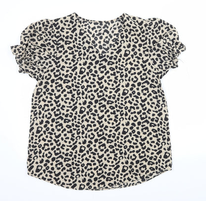 SheIn Womens Brown Animal Print  Basic Blouse Size L